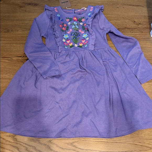 Mini Boden Other - Mini Boden Purple Kids Dress with Floral Embroidery size 6-7